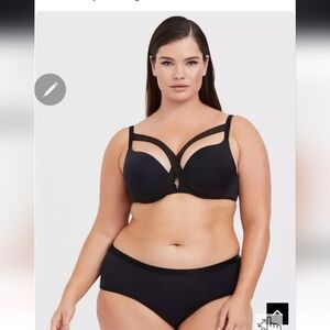 🍁Torrid 46c Bra 3x Panty  Tara Lynn - Microfiber Strappy Push-Up Plunge Bra Set